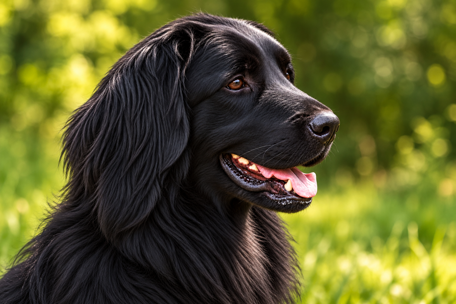 Zwarte Hovawart-pup in de natuur
